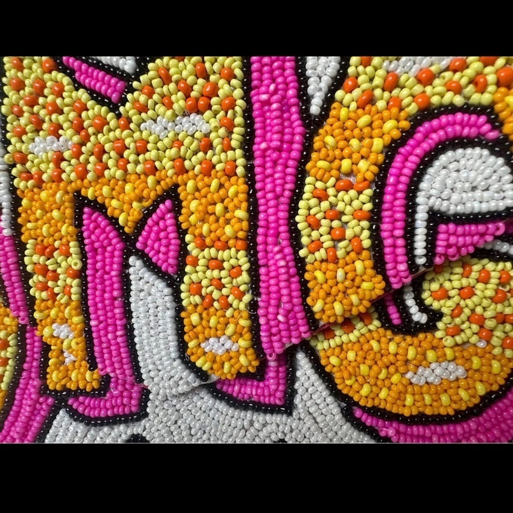 OMG! Pop Art style Beaded Clutch | neon colors | Hand Crafted | fun | kitschy - Picture 2 of 5